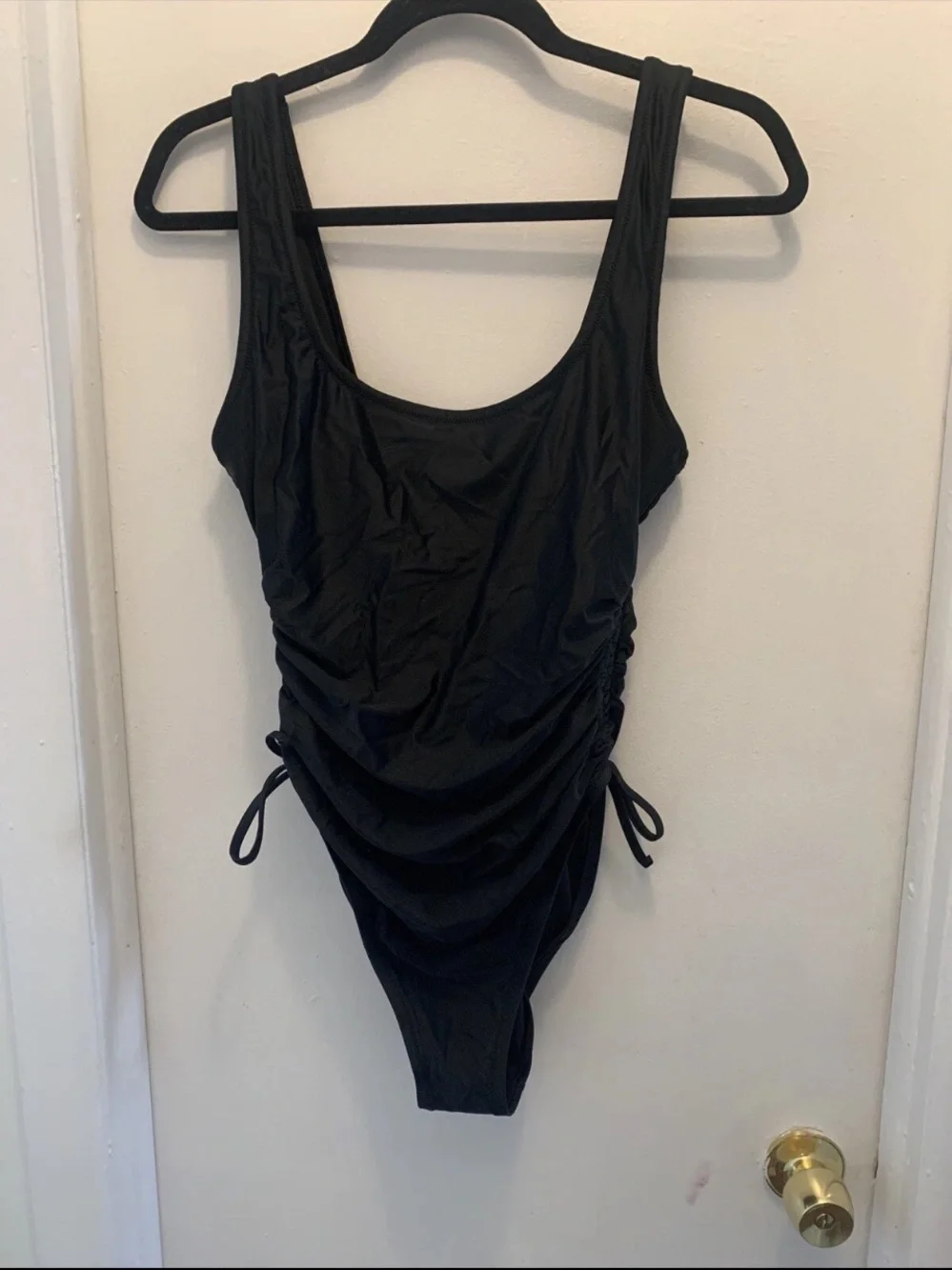 J. Crew Black One-Piece Swimsuit with Side Ruched Ties